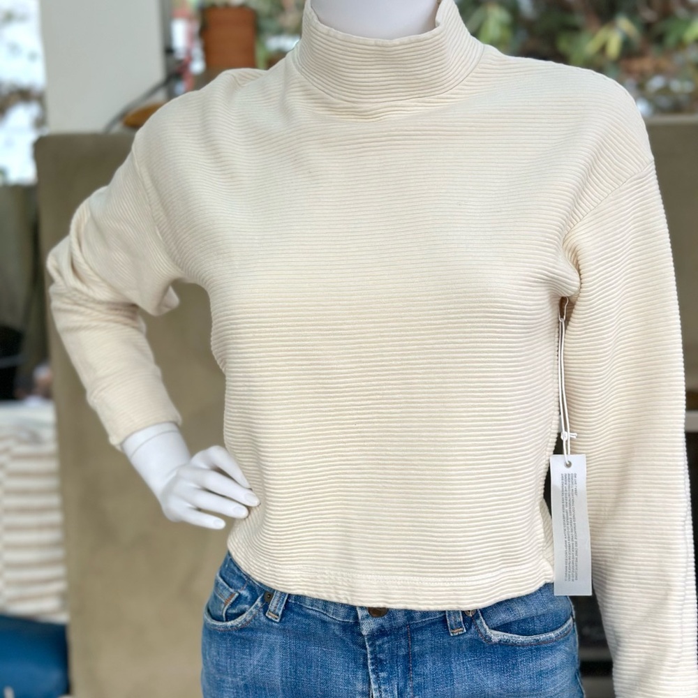 Stateside Horizontal Rib Mock Neck Pullover Size XS